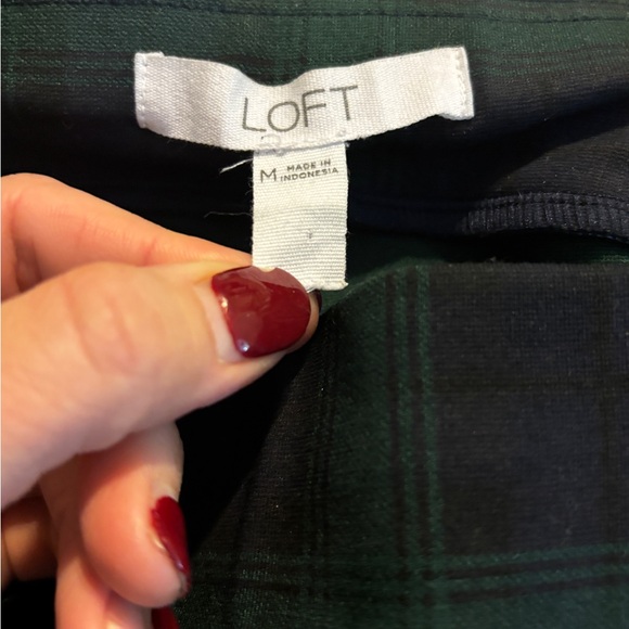 LOFT Dark Green and Black Plaid Pants - Picture 2 of 3